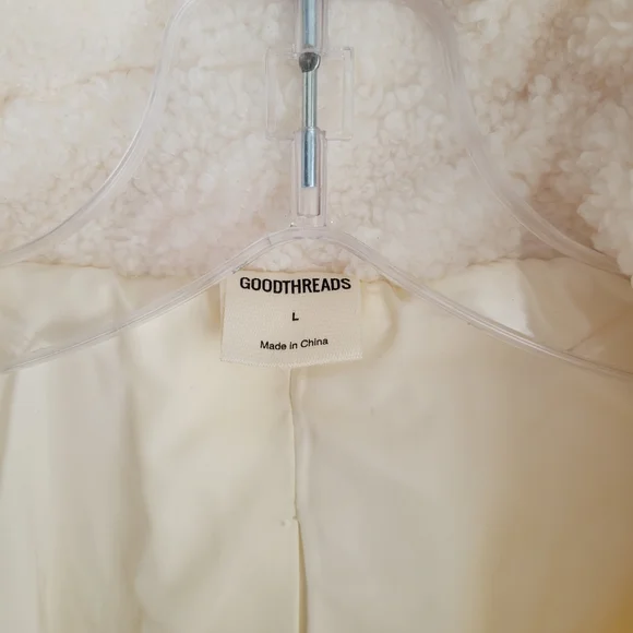 NWOT GOODTHREADS Cream Teddy Sherpa-Lined Jacket - Picture 3 of 9